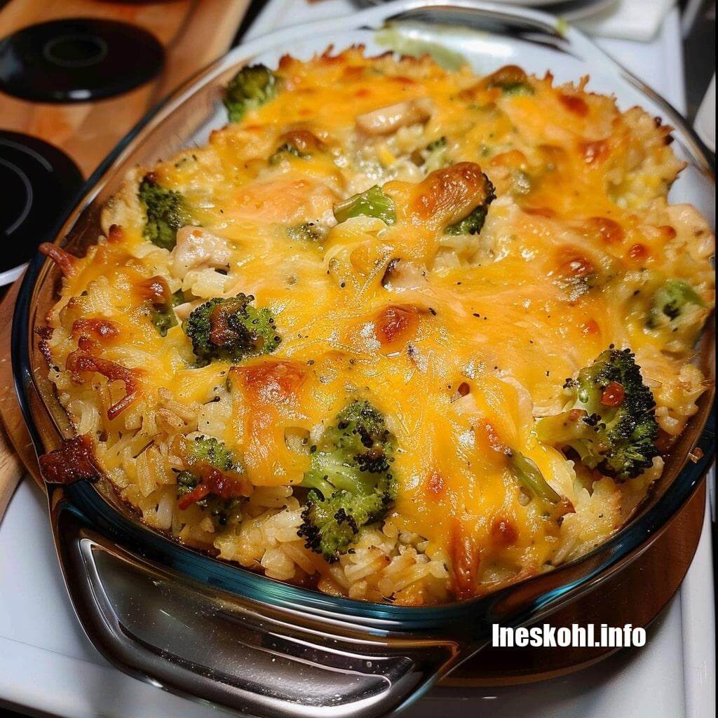 Easy Cheesy Broccoli Chicken Rice Casserole